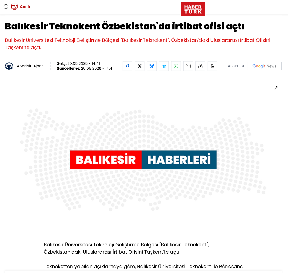 Balıkesir Teknokent Özbekistan'da irtibat ofisi açtı