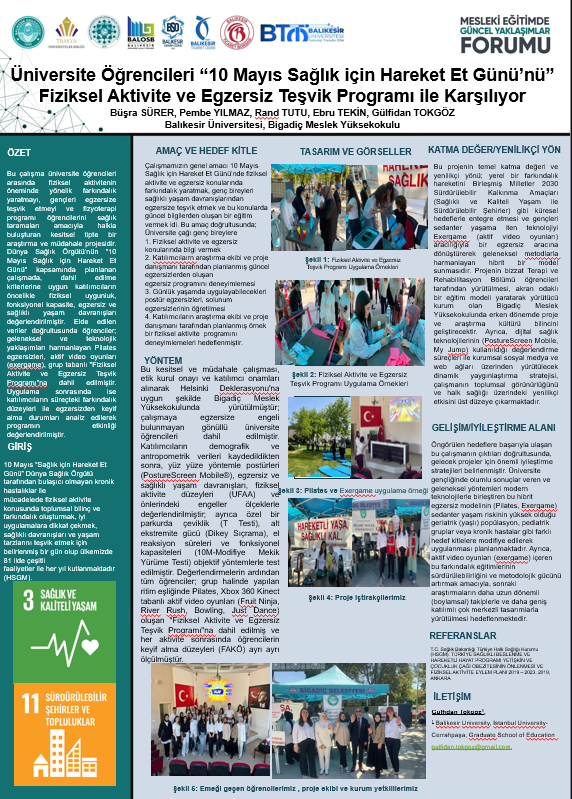 TÜBİTAK 2209 Öğrenci Projesi: Bigadiç MYO, Mesleki Eğitimde Güncel Yaklaşımlar Forumu' na Sağlık ve Sosyal Sorumluluk Alanında Örnek Bir Uygulama ile Katılım Sağladı 