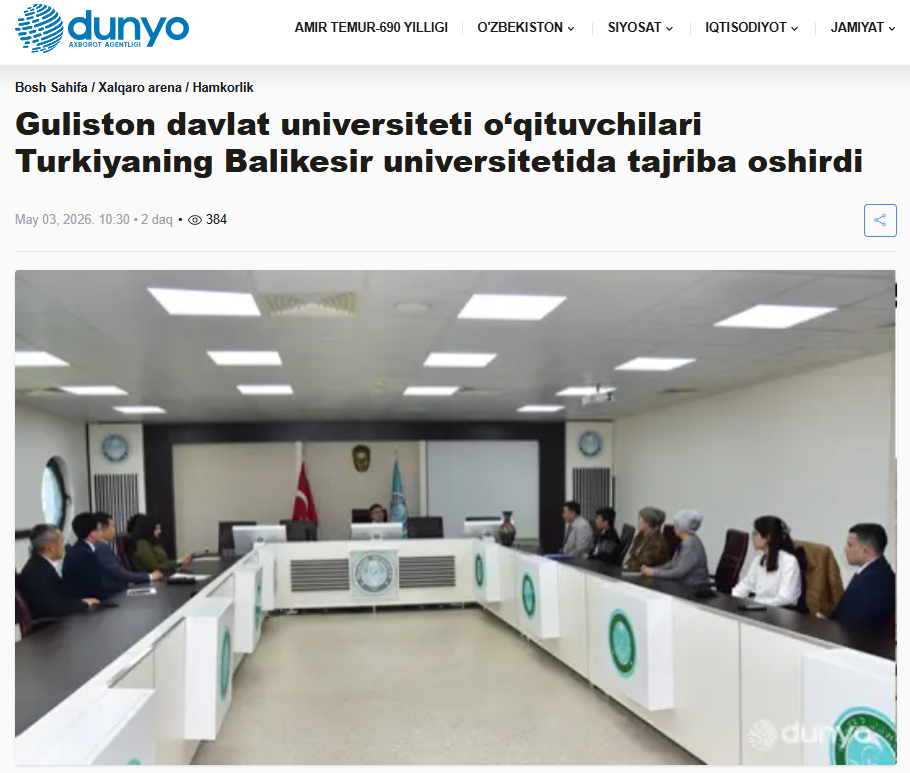 Guliston davlat universiteti o‘qituvchilari Turkiyaning Balikesir universitetida tajriba oshirdi