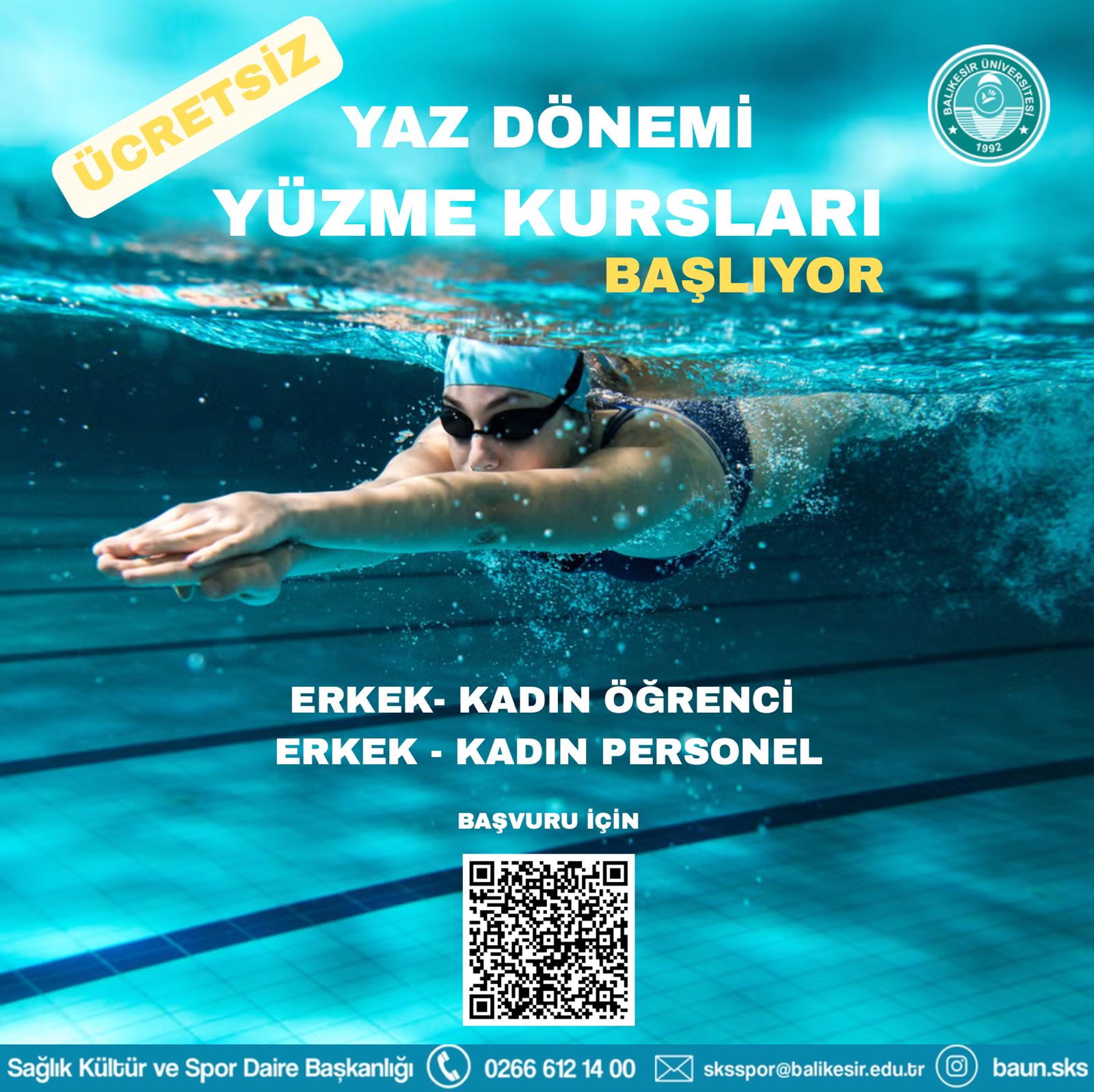 Üniversitemiz Yaz Dönemi Yüzme Kursu Başlıyor 1
