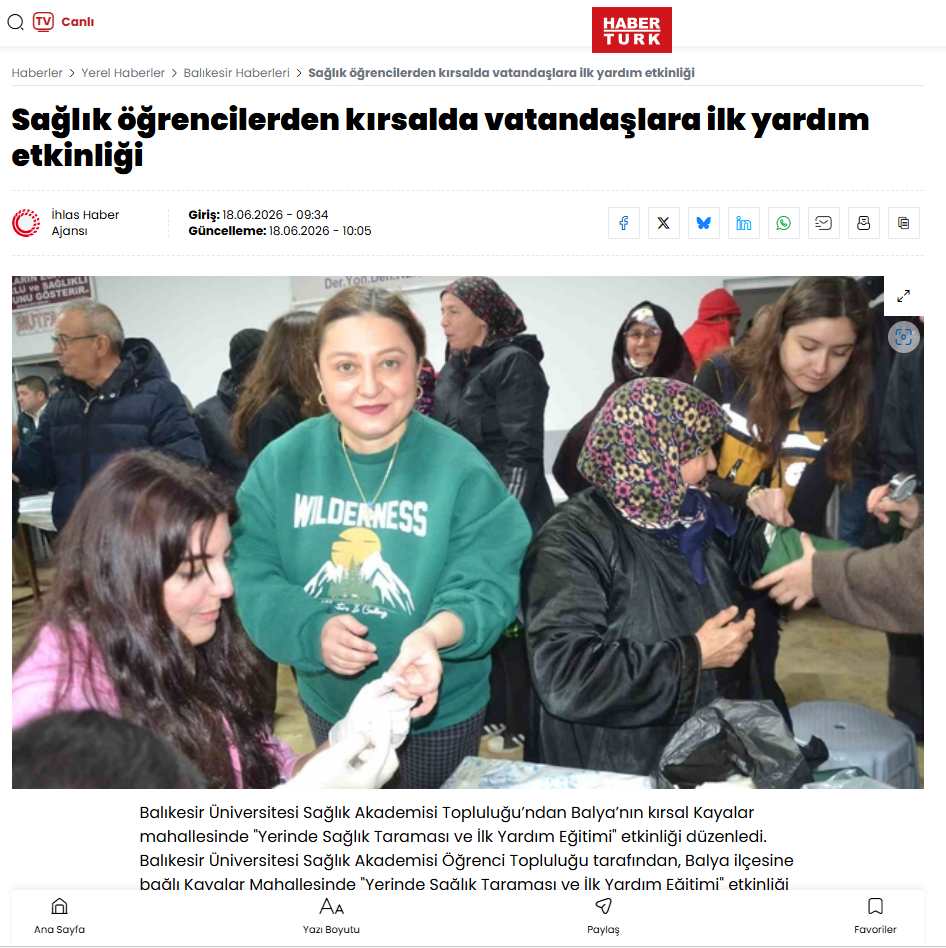 Sağlık öğrencilerden kırsalda vatandaşlara ilk yardım etkinliği