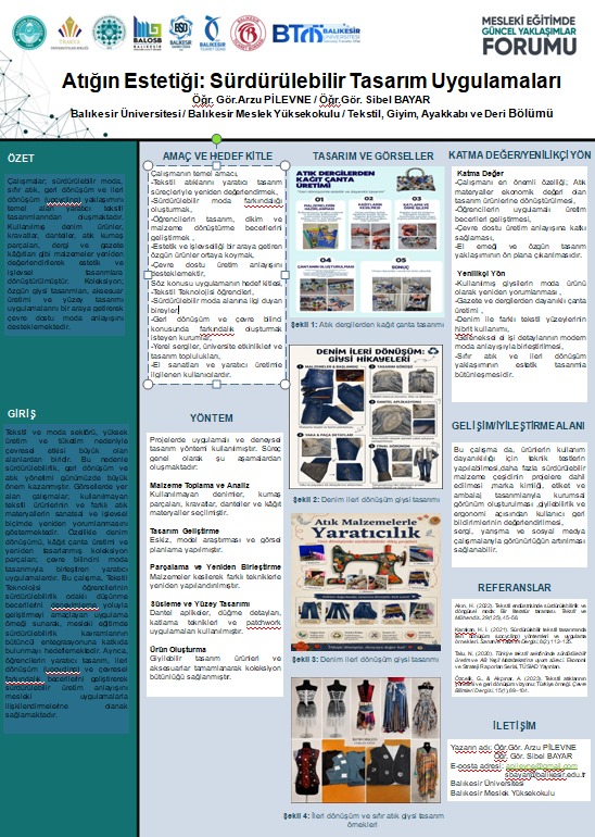  TEKSTİL TEKNOLOJİSİ PROGRAMINDAN MESLEKİ EĞİTİMDE GÜNCEL YAKLAŞIMLAR FORMU’NDA POSTER SUNUMU