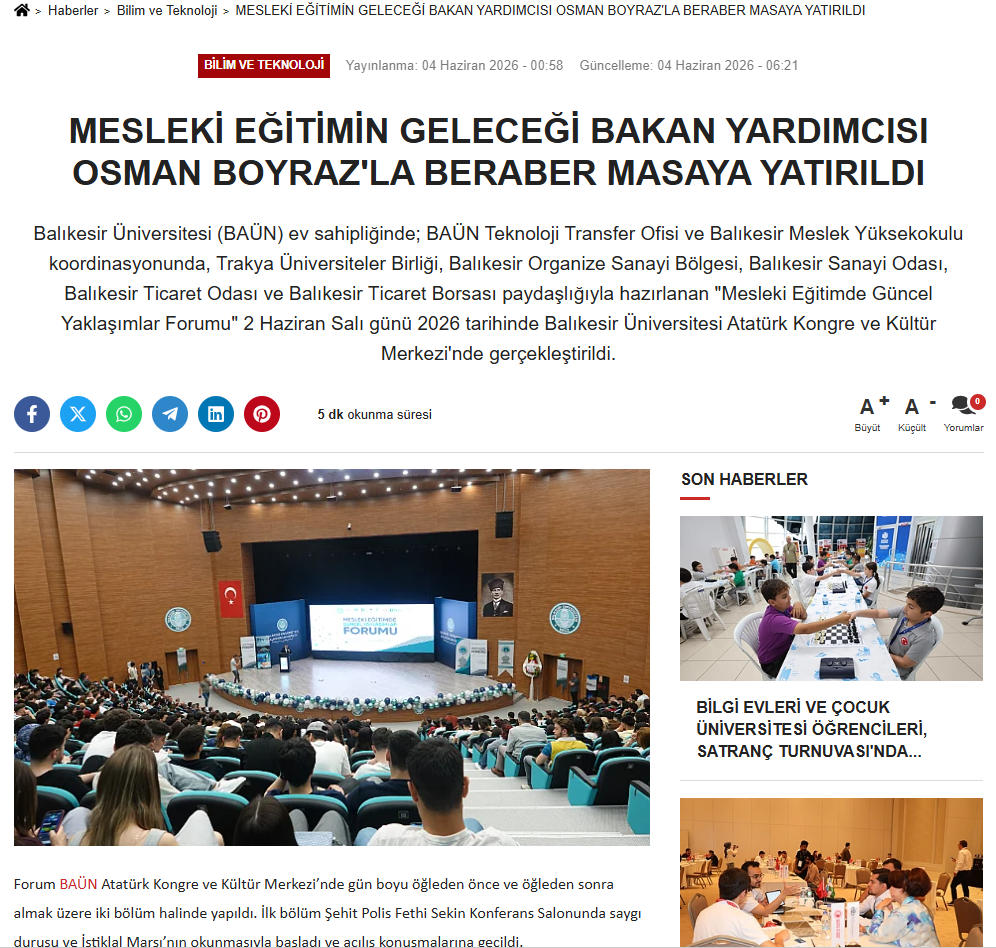 MESLEKİ EĞİTİMİN GELECEĞİ BAKAN YARDIMCISI OSMAN BOYRAZ'LA BERABER MASAYA YATIRILDI