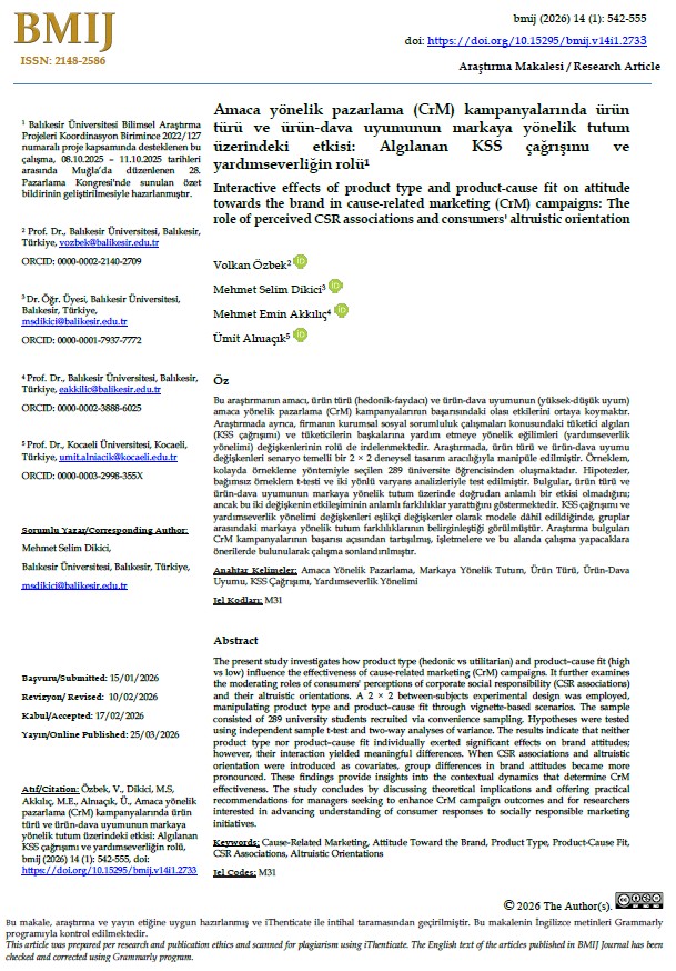 Bölümümüz Akademisyenlerinden Prof.Dr. Mehmet Emin AKKILIÇ, Prof.Dr. Volkan ÖZBEK ve Dr.Öğr.Üyesi Mehmet Selim DİKİCİ Hocalarımızın Bilimsel Yayını