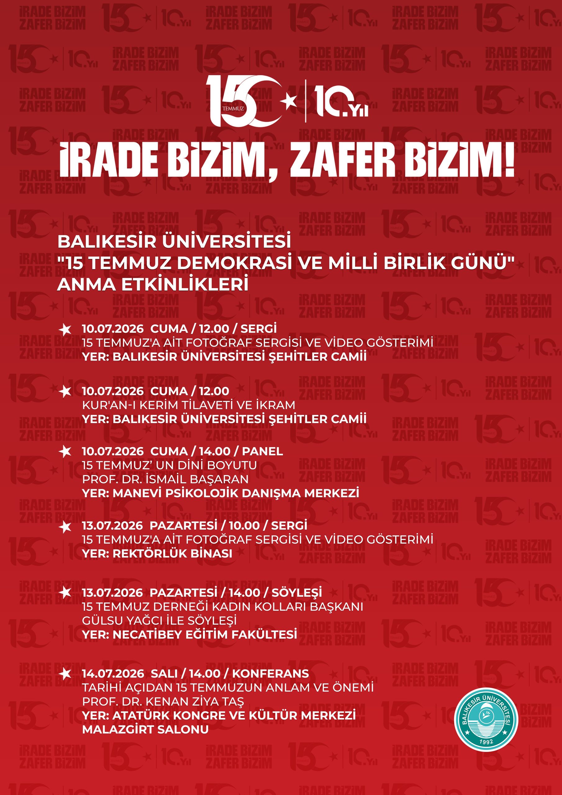 15 Temmuz Demokrasi ve Millî Birlik Günü Anma Etkinlikleri 2