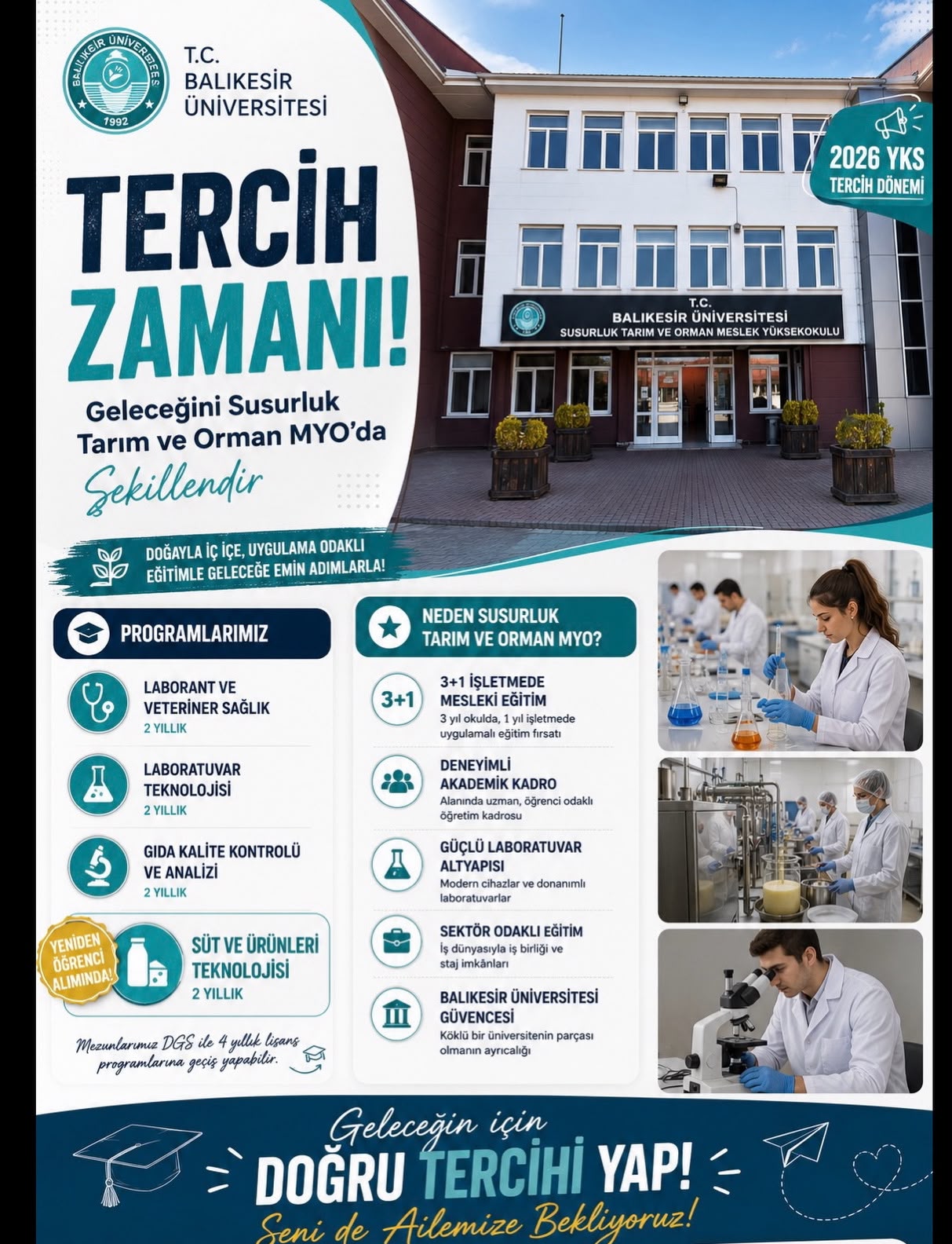 Geleceğini Balıkesir Universitesi Susurluk Tarım ve Orman Meslek Yüksekokulunda şekillendir.