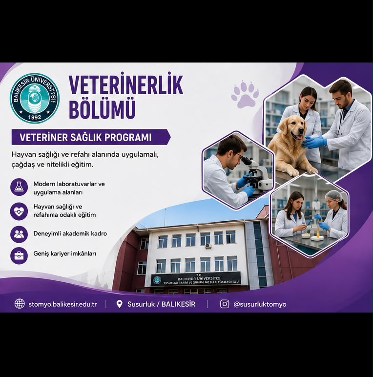 Geleceğini Balıkesir Universitesi Susurluk Tarım ve Orman Meslek Yüksekokulunda şekillendir. 2