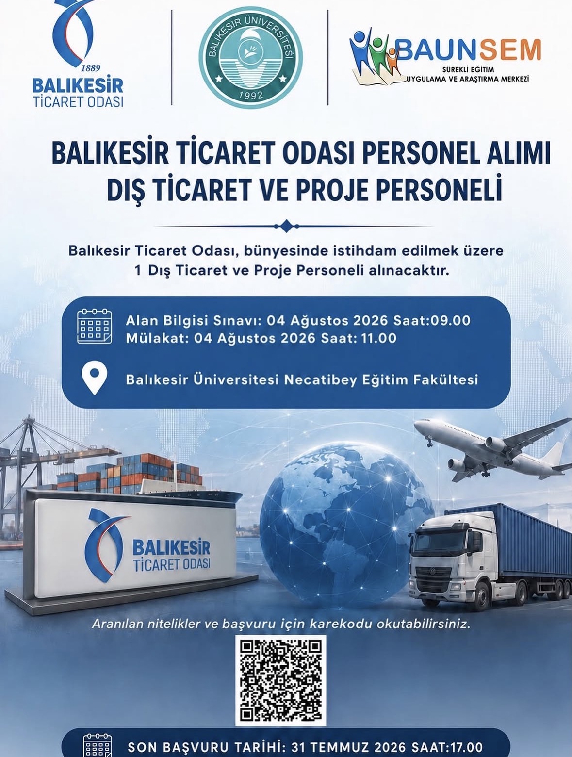 Balıkesir Ticaret Odası Personel Alımı