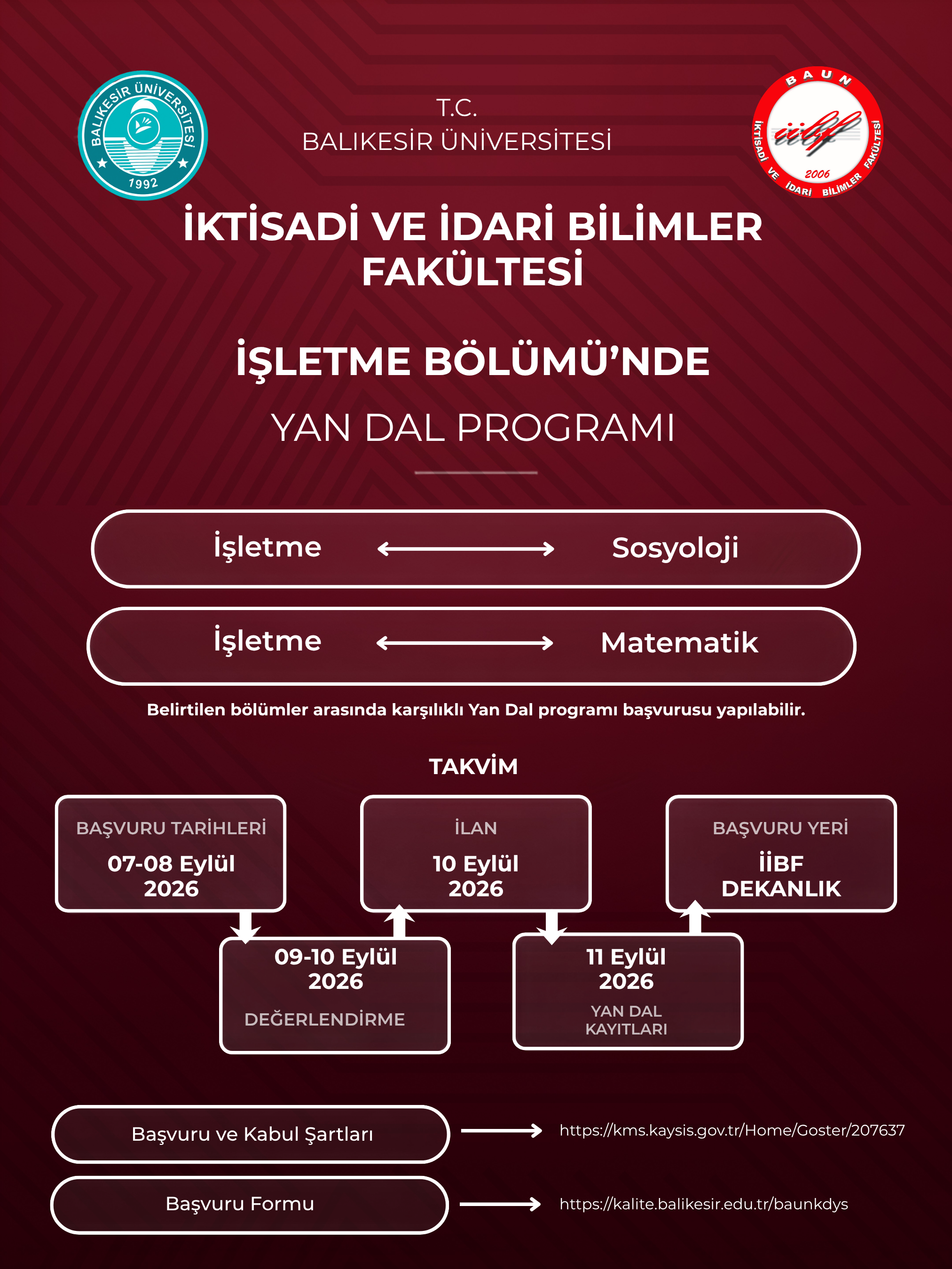 İşletme Bölümü Yan Dal Programı Başvuruları Başlıyor