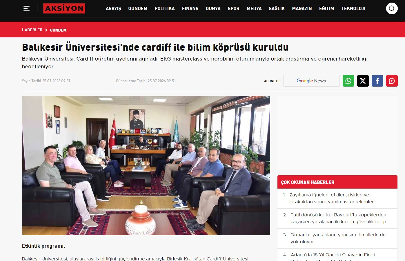 Balıkesir Üniversitesi'nde cardiff ile bilim köprüsü kuruldu