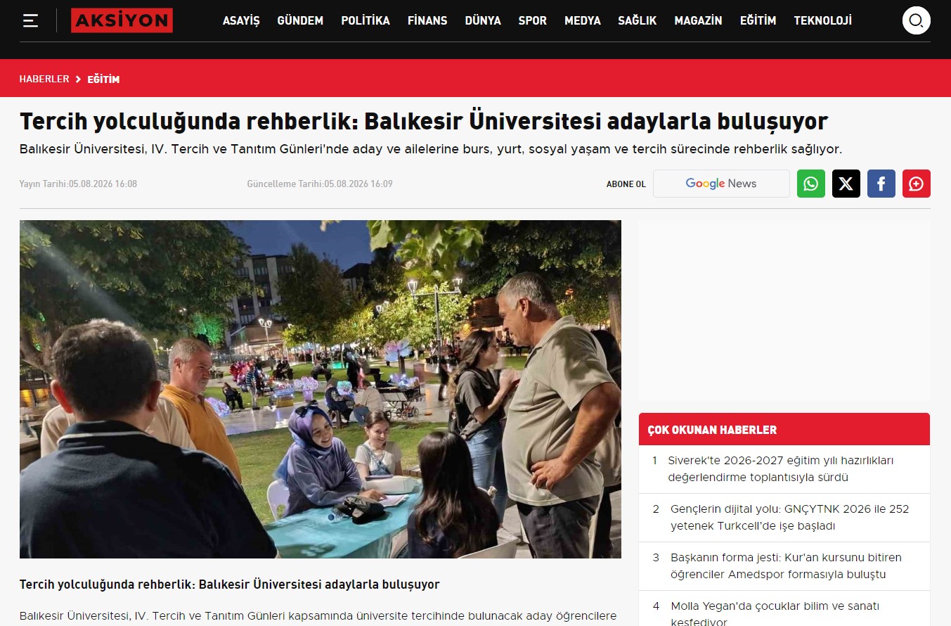 Tercih yolculuğunda rehberlik: Balıkesir Üniversitesi adaylarla buluşuyor