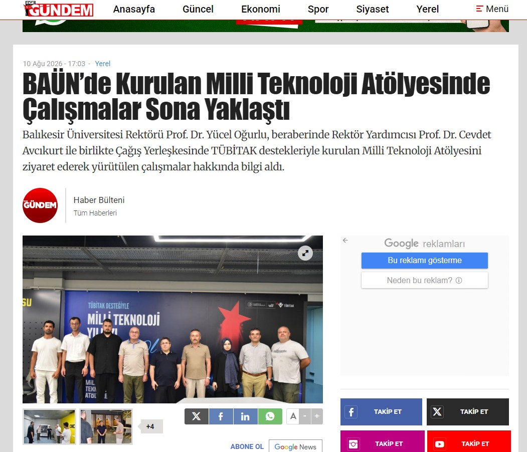 BAÜN’de Kurulan Milli Teknoloji Atölyesinde Çalışmalar Sona Yaklaştı