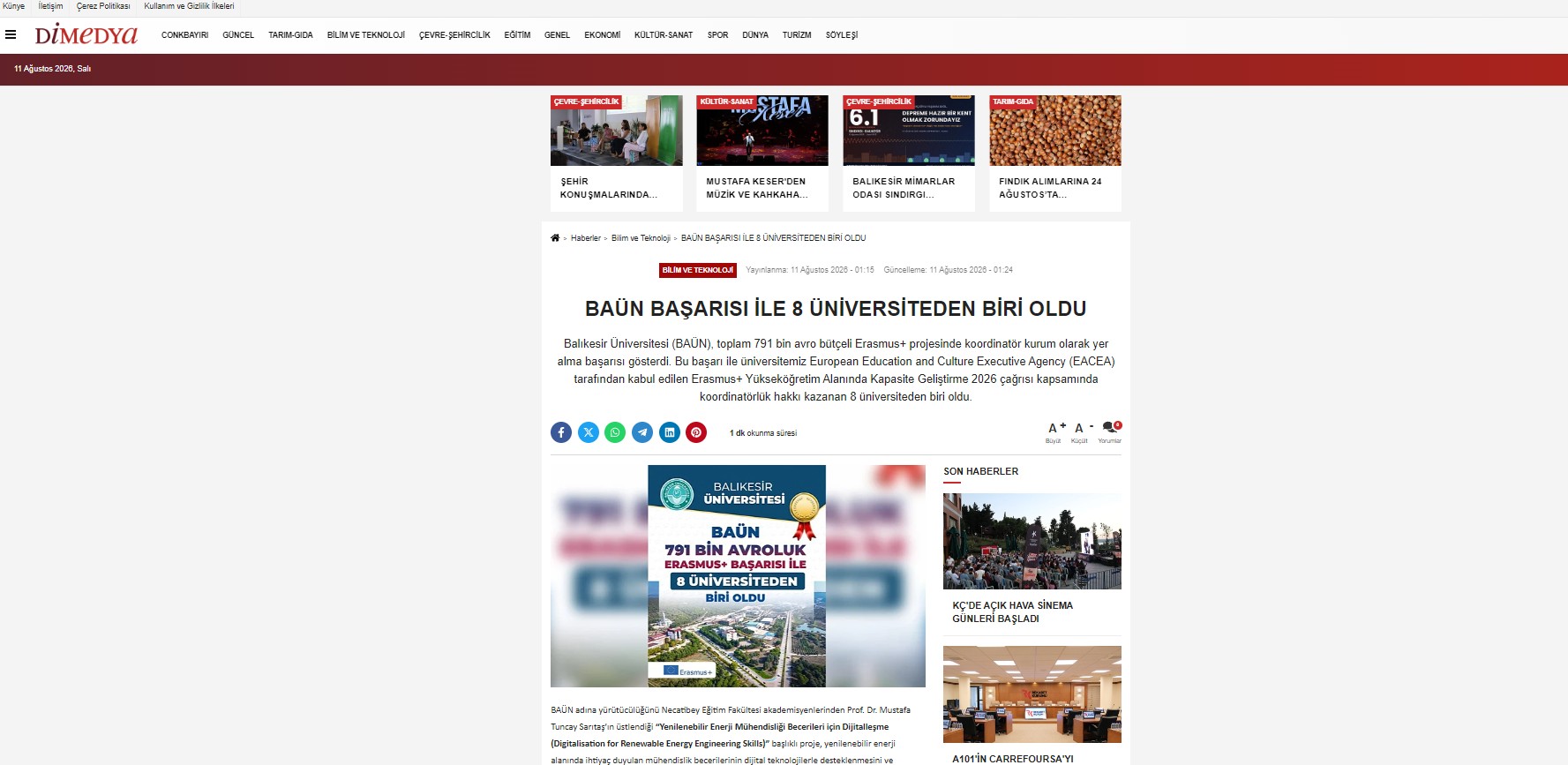 BAÜN Başarısı İle 8 Üniversiteden Biri Oldu