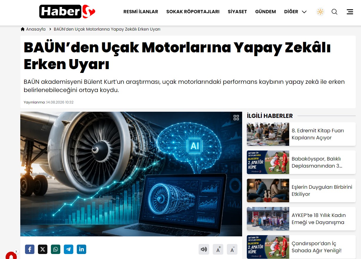 BAÜN’den Uçak Motorlarına Yapay Zekâlı Erken Uyarı
