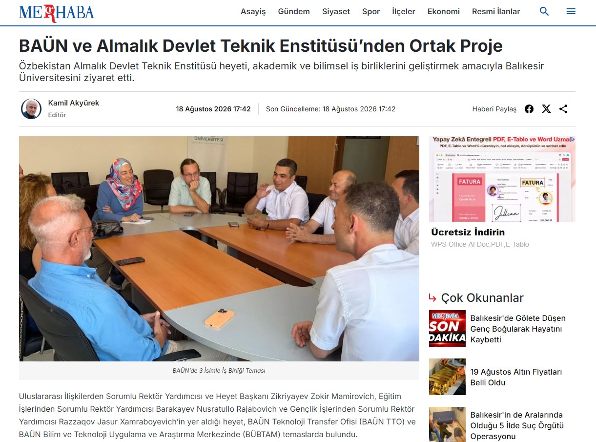 BAÜN ve Almalık Devlet Teknik Enstitüsü’nden Ortak Proje 