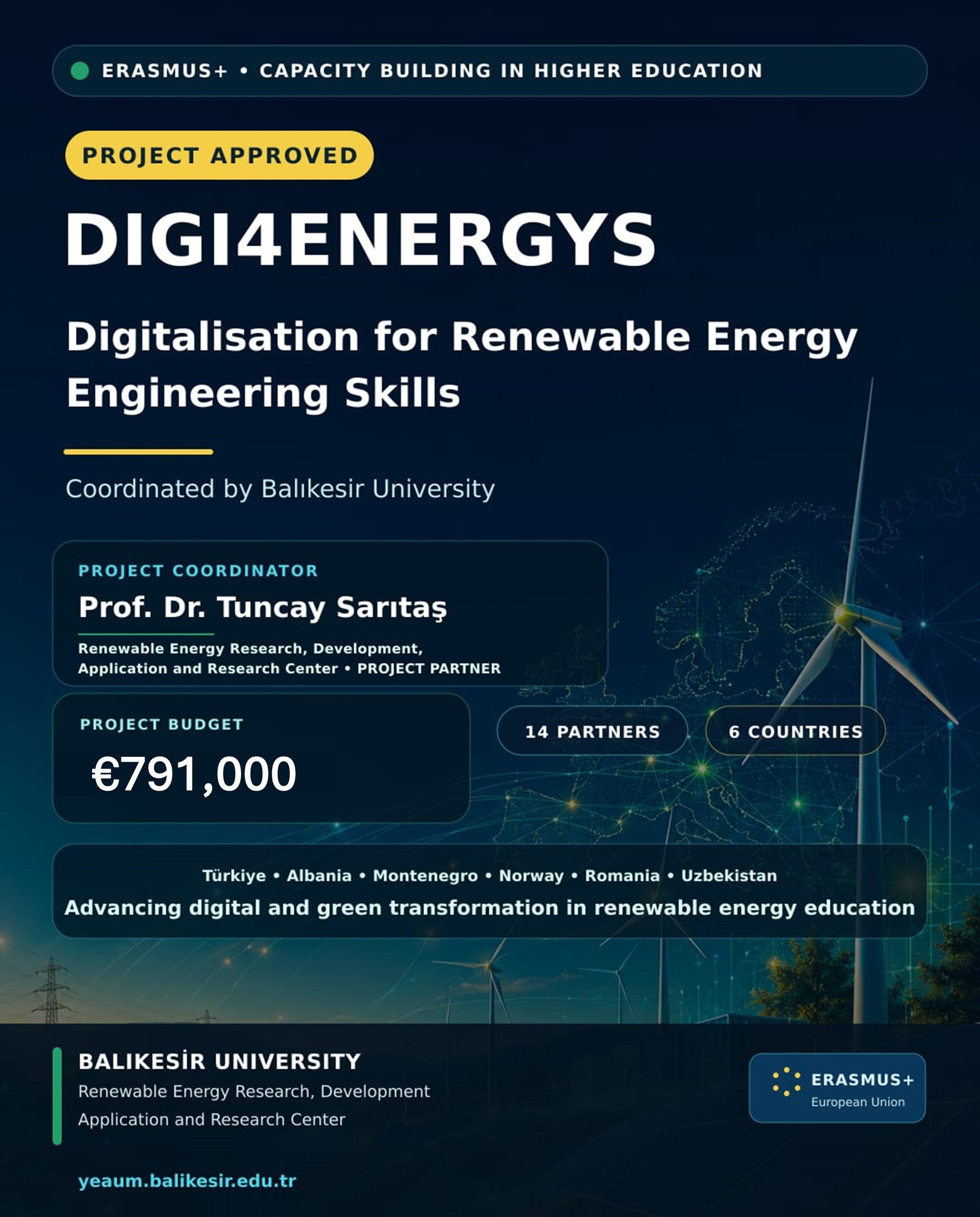DIGI4ENERGYS Projesi Erasmus+ Kapsamında Desteklenmeye Hak Kazandı!
