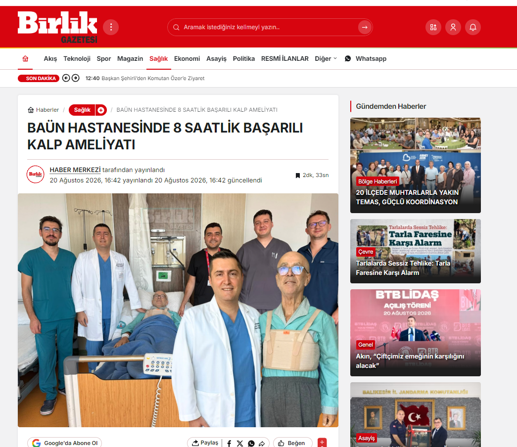 BAÜN HASTANESİNDE 8 SAATLİK BAŞARILI KALP AMELİYATI