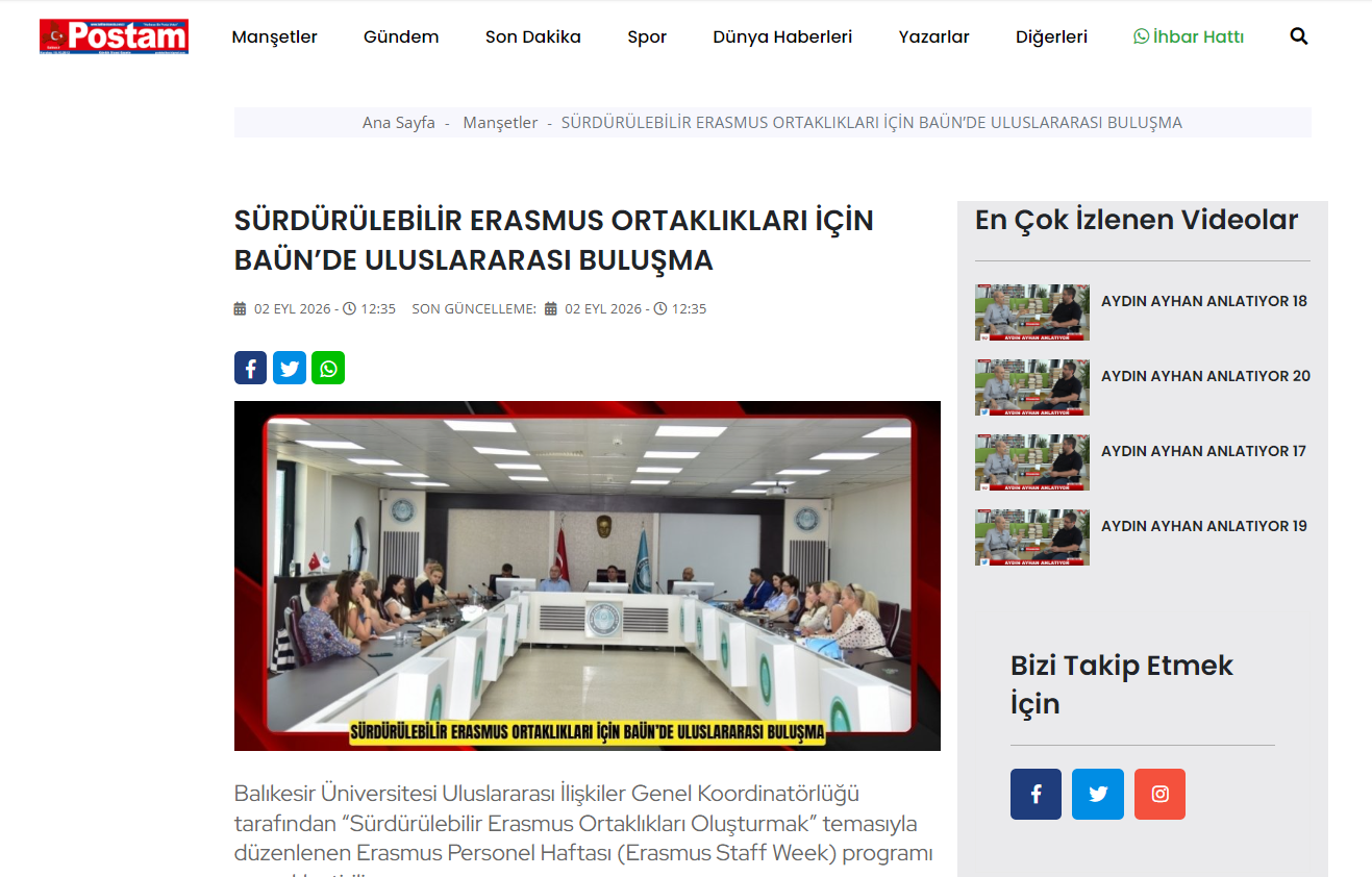 SÜRDÜRÜLEBİLİR ERASMUS ORTAKLIKLARI İÇİN BAÜN’DE ULUSLARARASI BULUŞMA