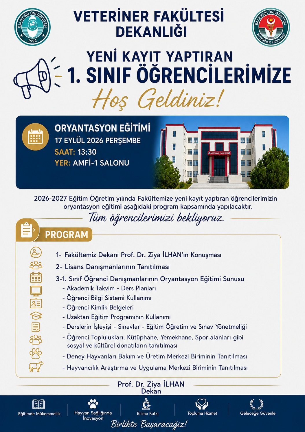 Veteriner Fakültesi’nden Yeni Kayıtlı Öğrencilere Yönelik Oryantasyon Eğitimi