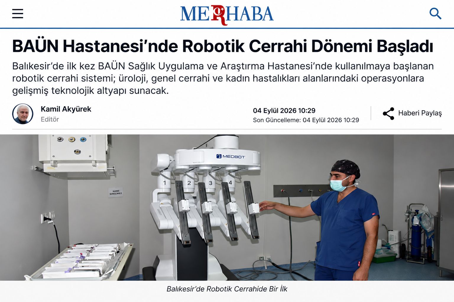 BAÜN Hastanesi’nde Robotik Cerrahi Dönemi Başladı