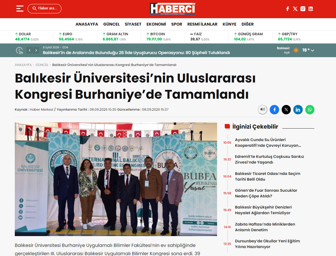 Balıkesir Üniversitesi’nin Uluslararası Kongresi Burhaniye’de Tamamlandı
