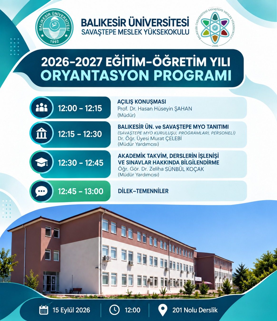 2026-2027 Eğitim Öğretim Yılı Güz Yarıyılı Oryantasyon Programı 1