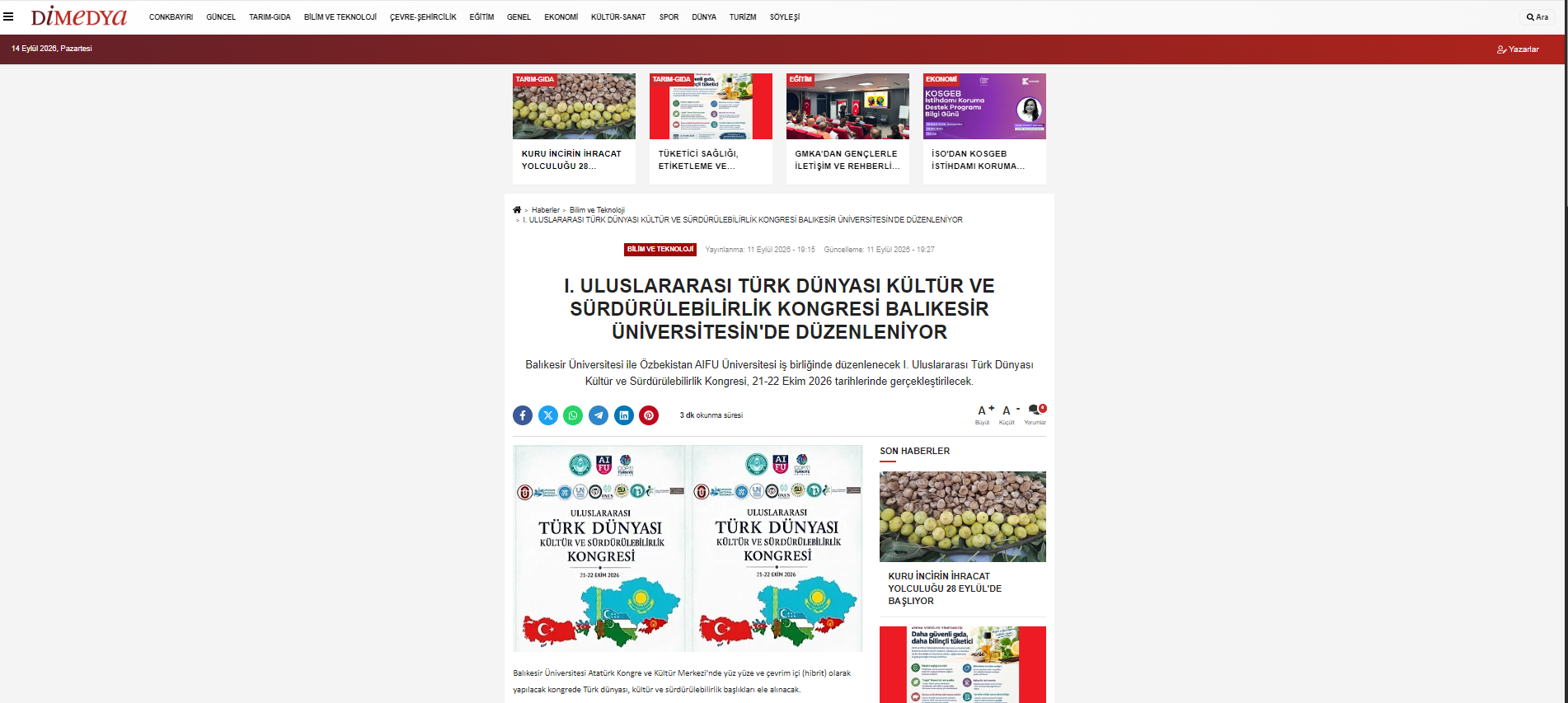 I. Uluslararası Türk Dünyası Kültür ve Sürdürülebilirlik Kongresi Balıkesir Üniversitesi'nde düzenleniyor
