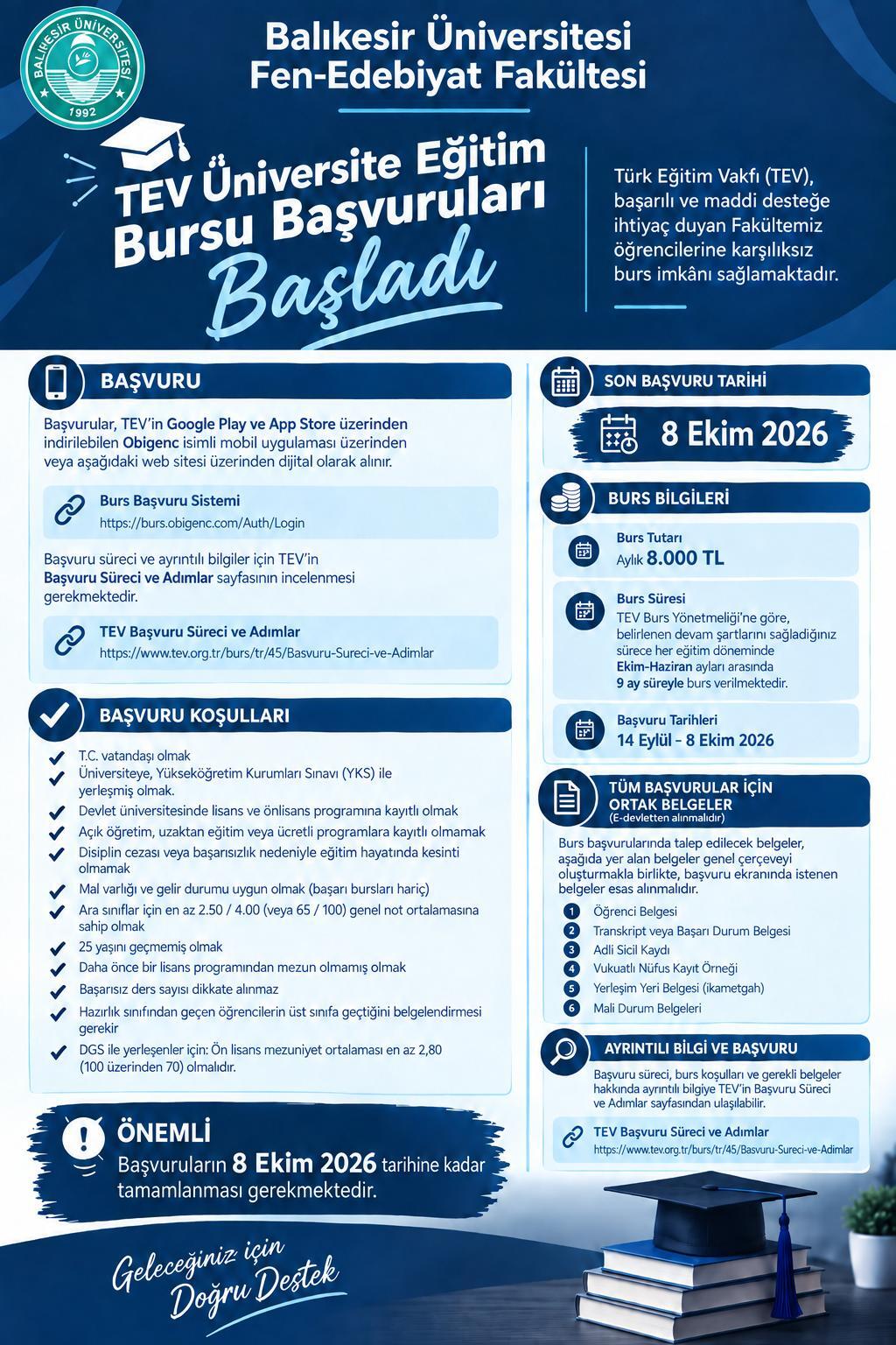 TEV Üniversite Eğitim Bursu Başvuruları Başladı