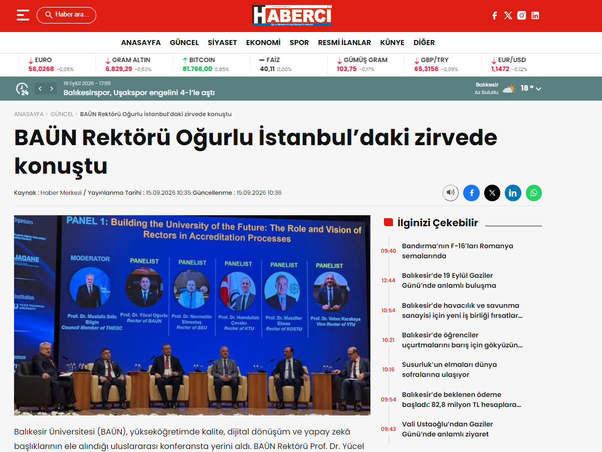 BAÜN Rektörü Oğurlu İstanbul’daki zirvede konuştu