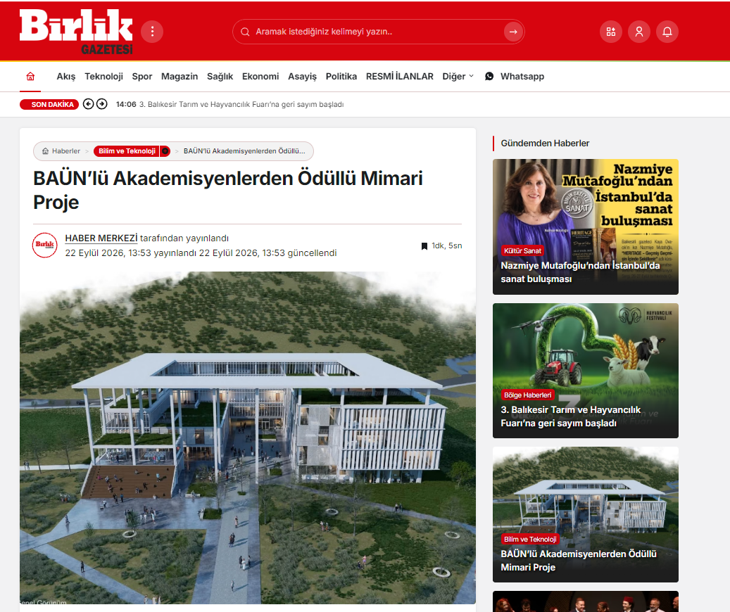 BAÜN’lü Akademisyenlerden Ödüllü Mimari Proje   