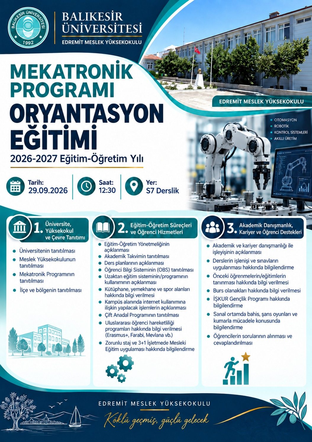 2026-2027 Eğitim Öğretim Yılı Mekatronik Programı Oryantasyon Eğitimi