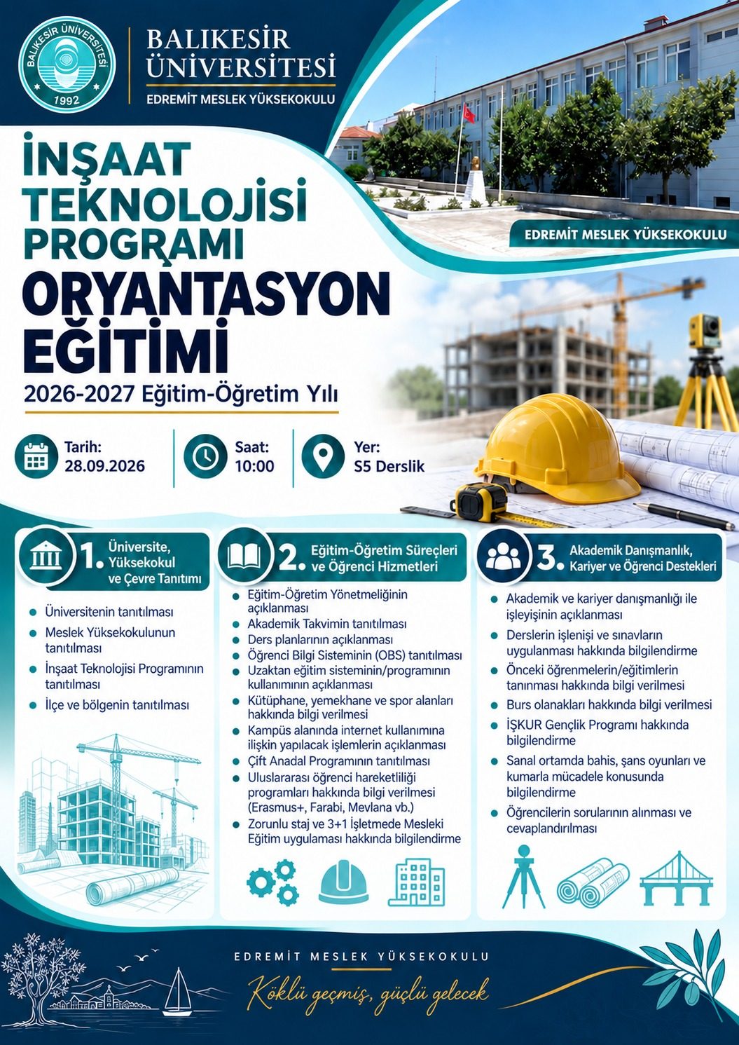 2026-2027 Eğitim Öğretim Yılı İnşaat Teknolojisi Programı Oryantasyon Eğitimi