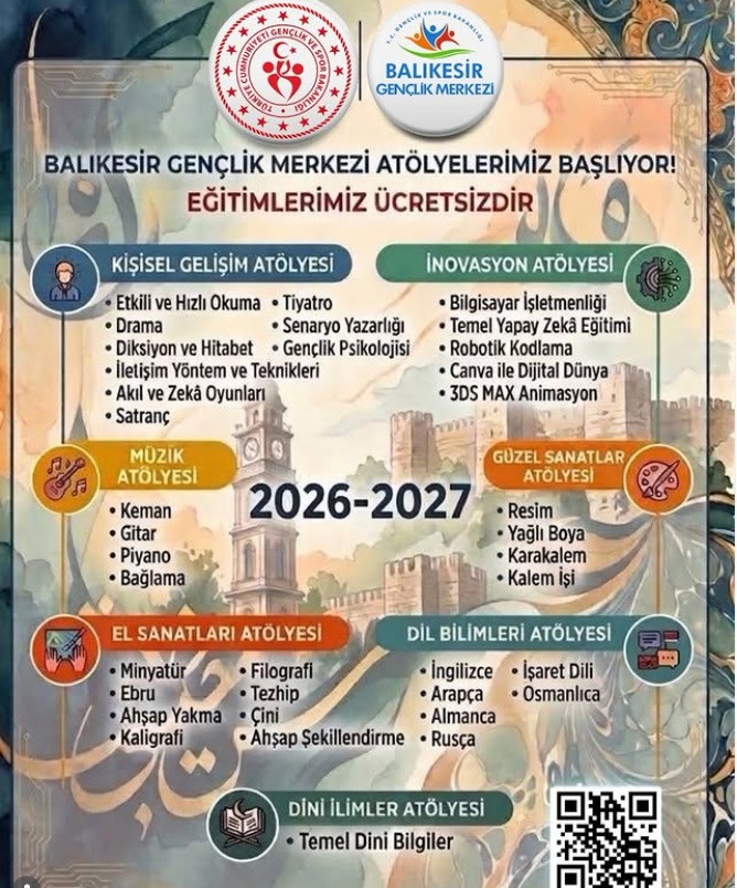 Balıkesir Gençlik Merkezi Atölyeleri Başvuruları