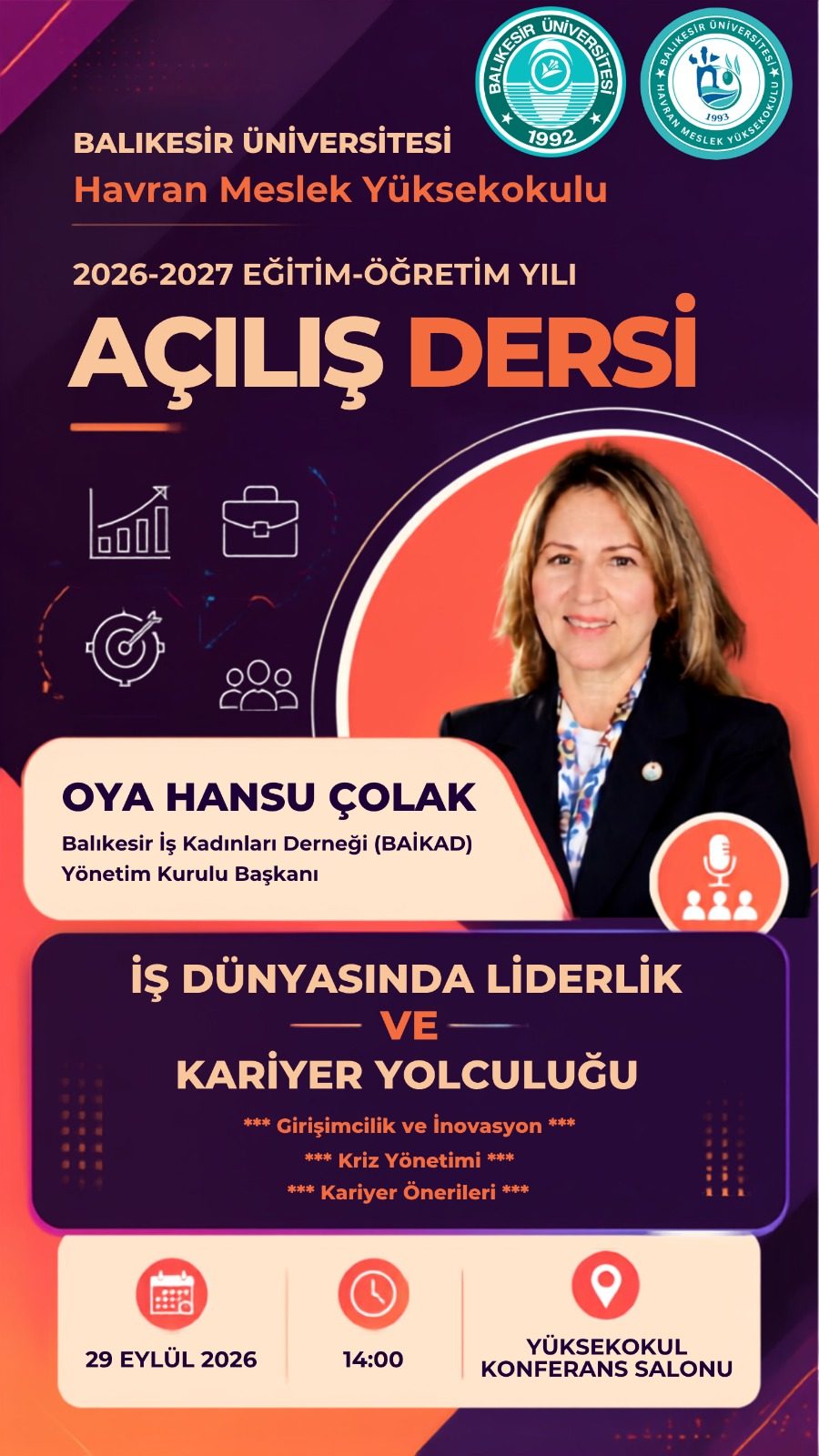 2026-2027 Akademik Yılı Açılış Dersi 28 Eylül 2026 1