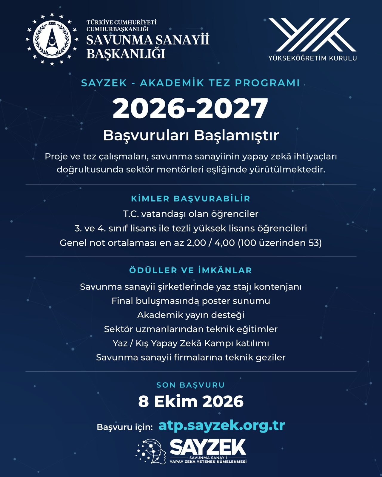 SAYZEK-ATP 2026-2027 Dönemi Başvuruları Başlamıştır 1