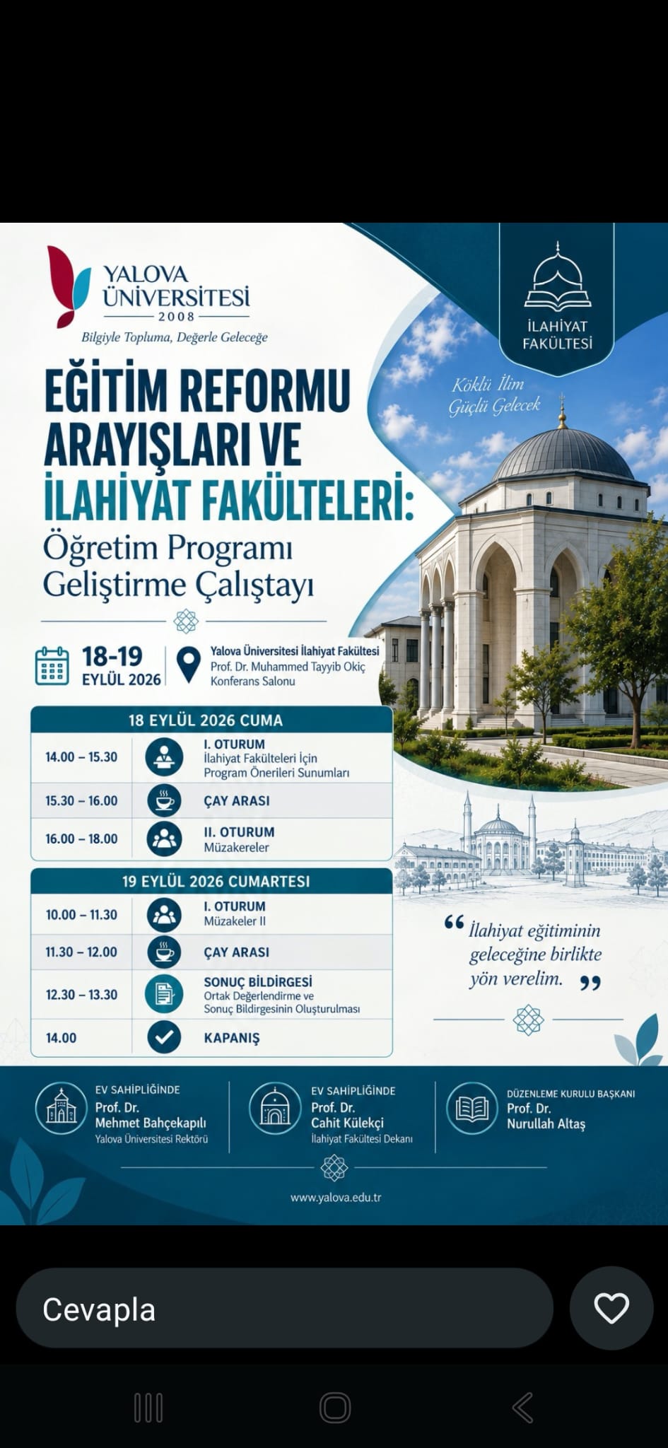 -FAKÜLTEMİZDEN "EĞİTİM REFORMU ARAYIŞLARI  VE İLAHİYAT FAKÜLTELERİ: ÖĞRETİM PROGRAMI GELİŞTİRME ÇALIŞTAYI"NA AKADEMİK KATKI-        