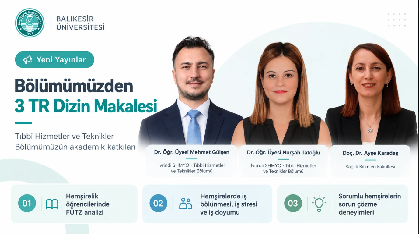 Yüksekokulumuz Öğretim Üyelerinden Üç Yeni TR Dizin Yayını
