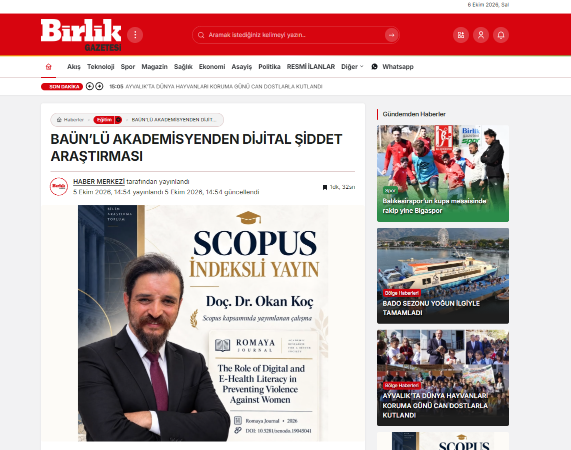 BAÜN'lü Akademisyenden Dijital Şiddet Araştırması