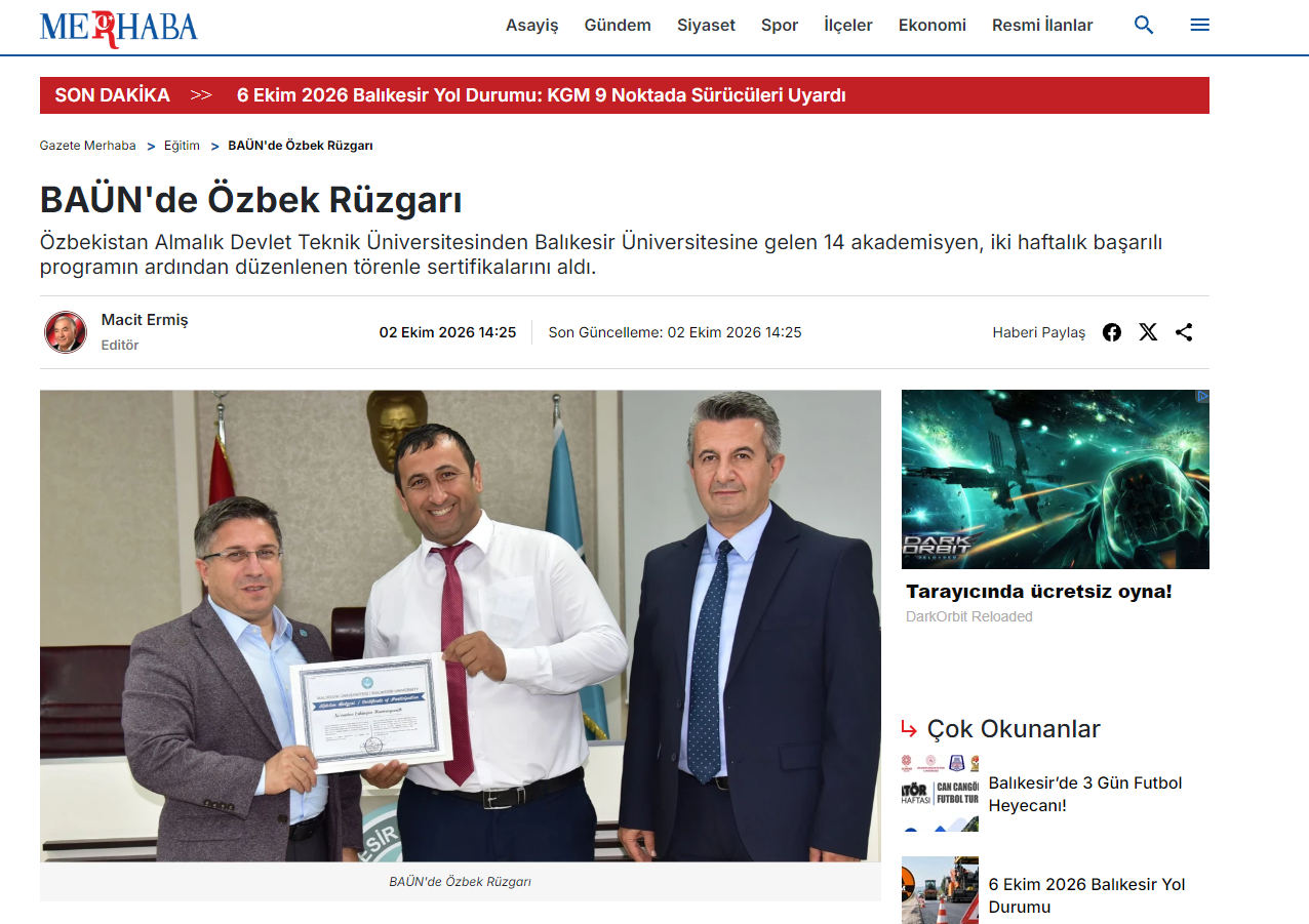 BAÜN'de Özbek Rüzgarı