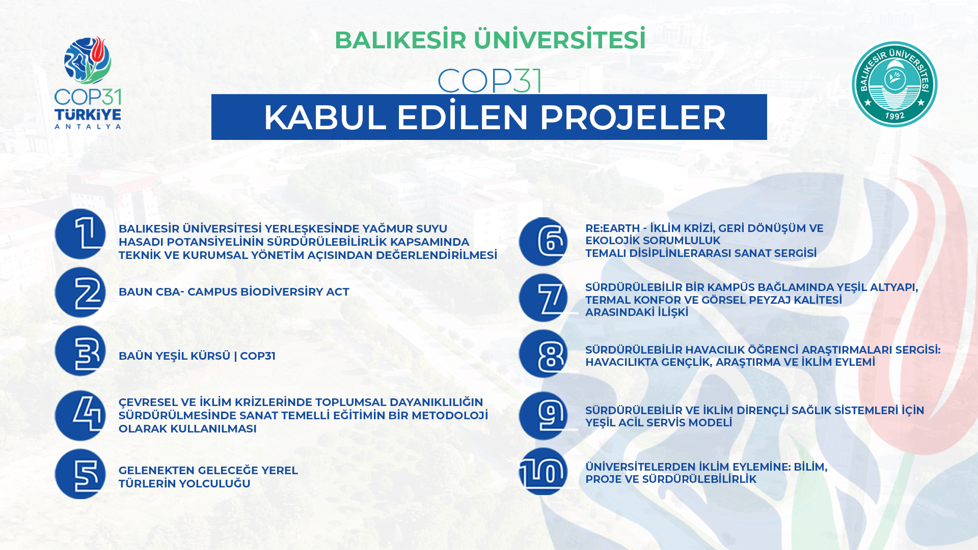 BAÜN’ün 10 Projesi, COP31 YÖK Pavilyonu’nda Yer Almaya Hak Kazandı 2