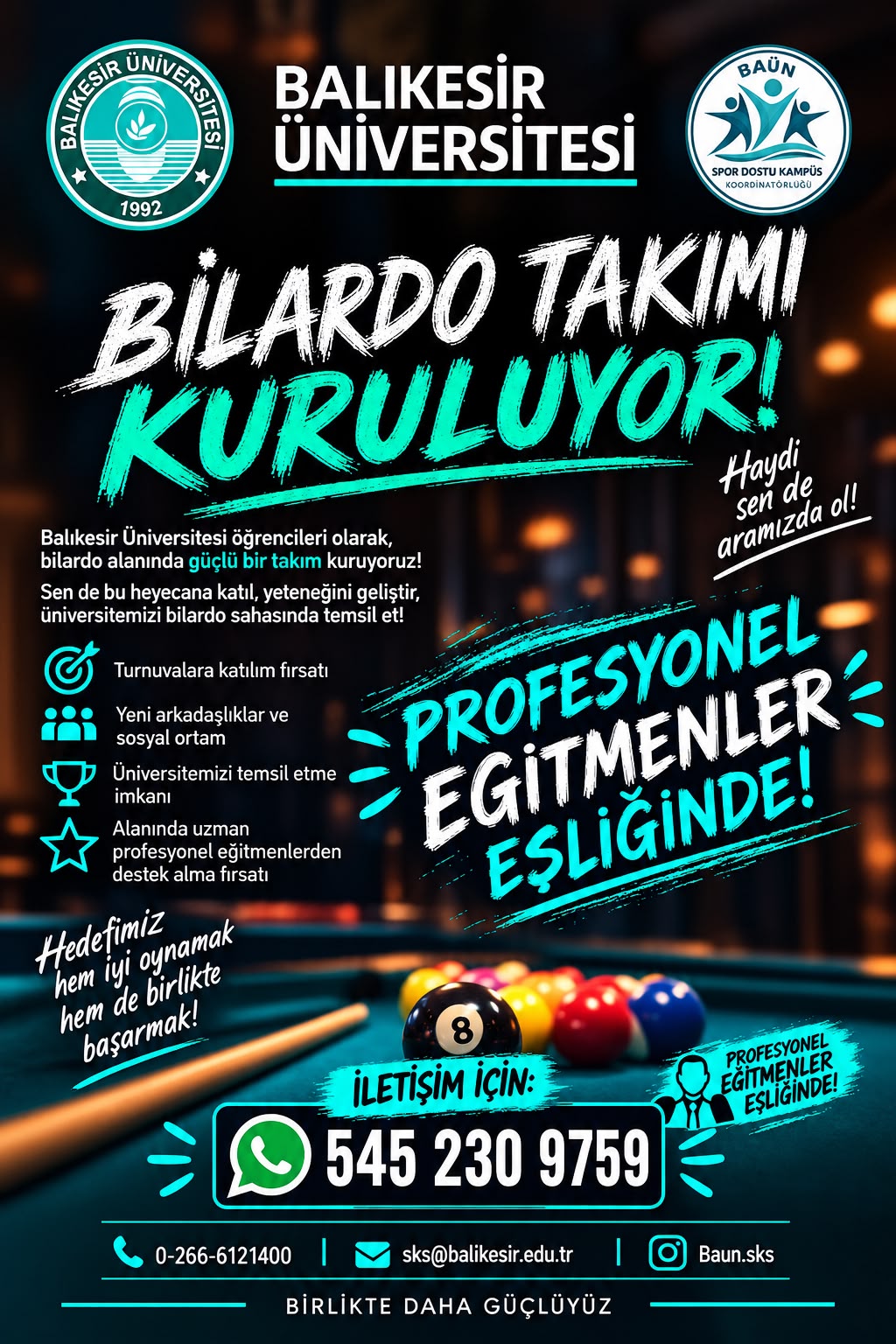 Üniversitemiz Bilardo Takımı Kuruluyor