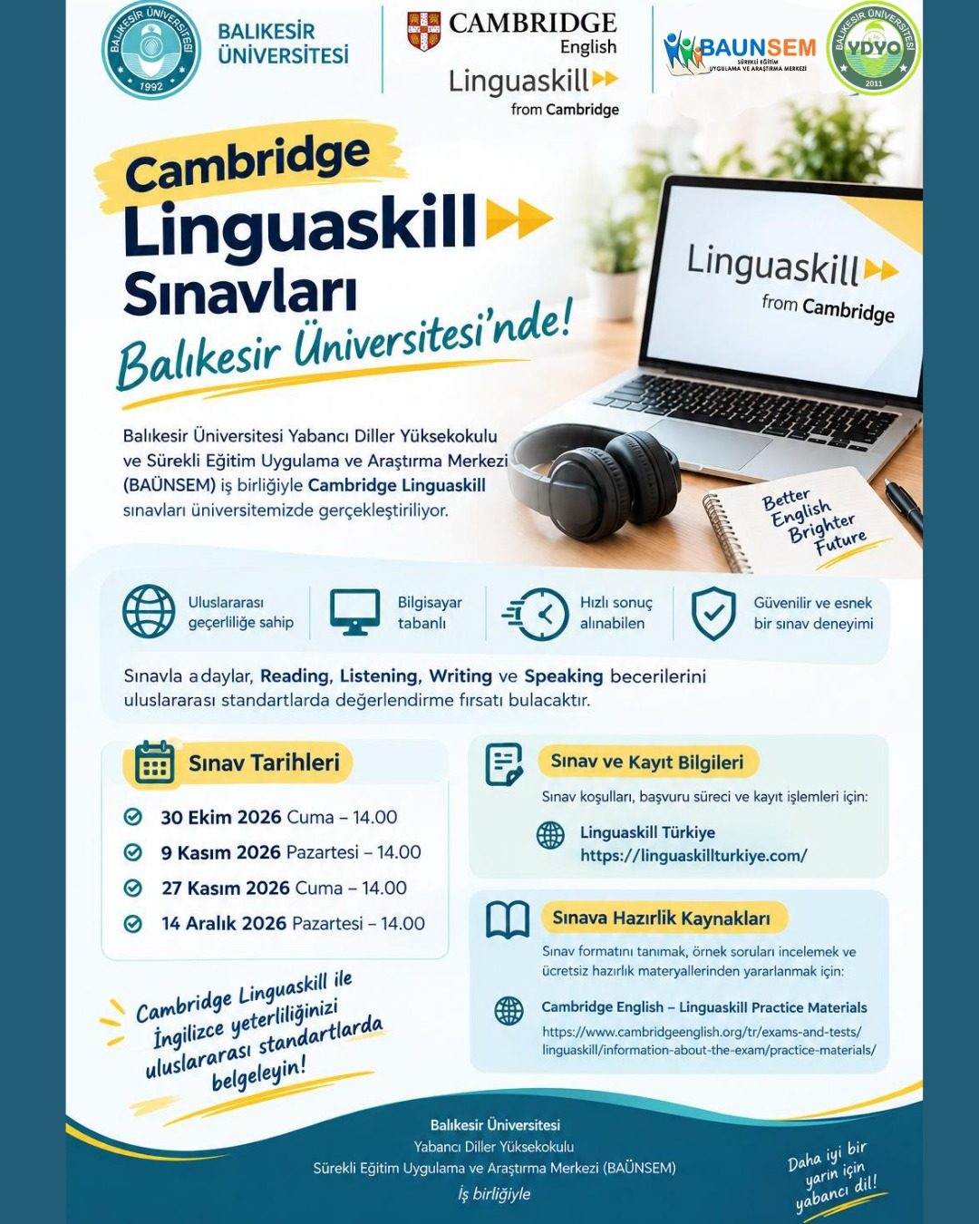 CAMBRIDGE LINGUASKILL SINAVLARI BALIKESİR ÜNİVERSİTESİ’NDE!