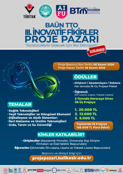 BAÜN TTO III. İnovatif Fikirler Proje Pazarı’nda Başvurular Başladı!
