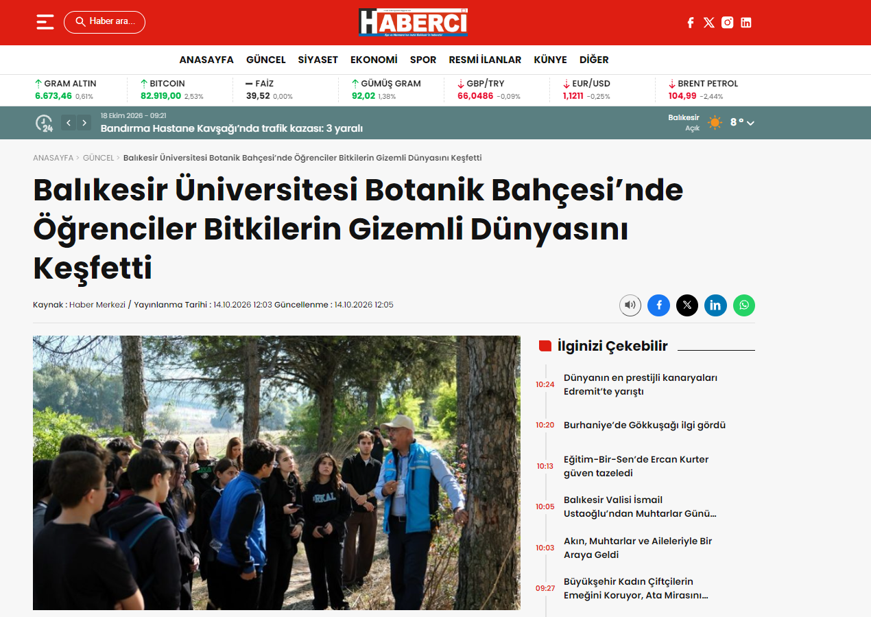 Balıkesir Üniversitesi Botanik Bahçesi’nde Öğrenciler Bitkilerin Gizemli Dünyasını Keşfetti