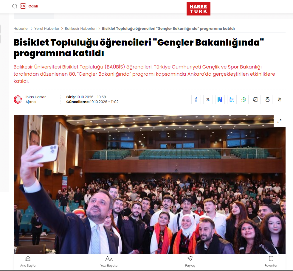Bisiklet Topluluğu öğrencileri "Gençler Bakanlığında" programına katıldı