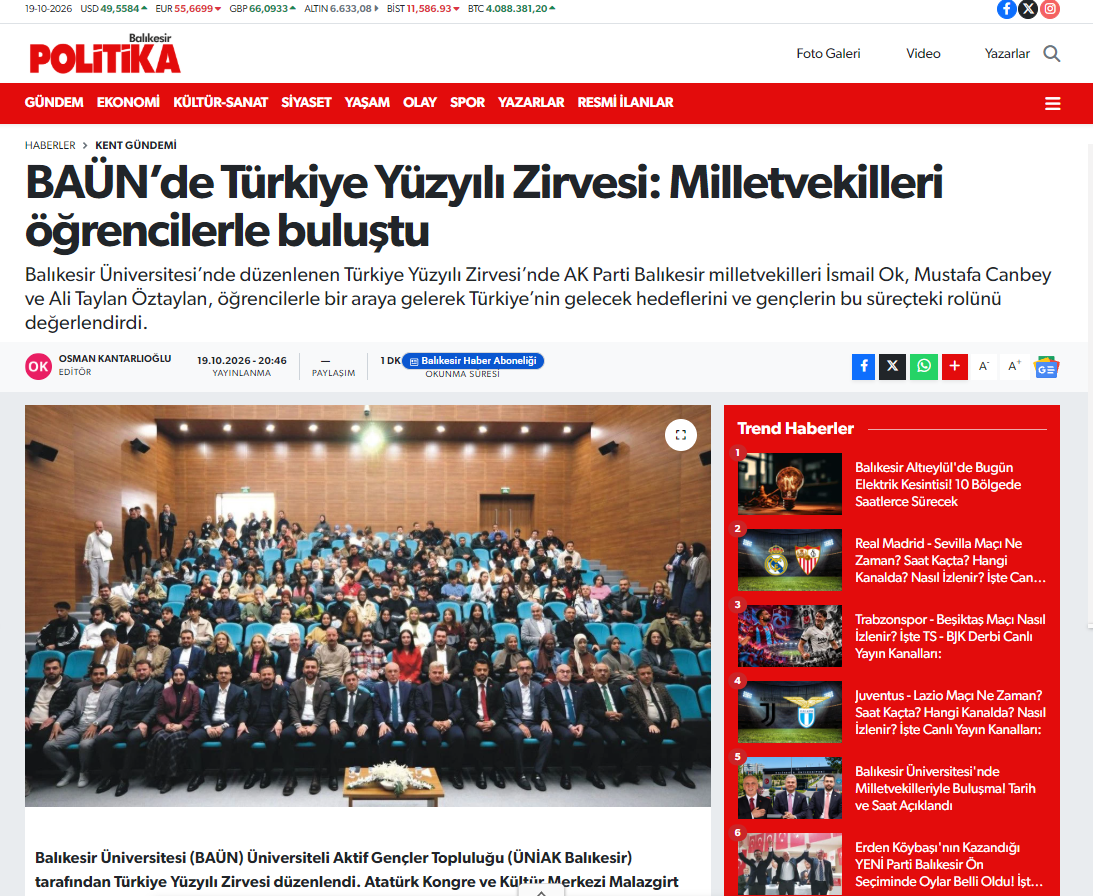 BAÜN’de Türkiye Yüzyılı Zirvesi: Milletvekilleri öğrencilerle buluştu