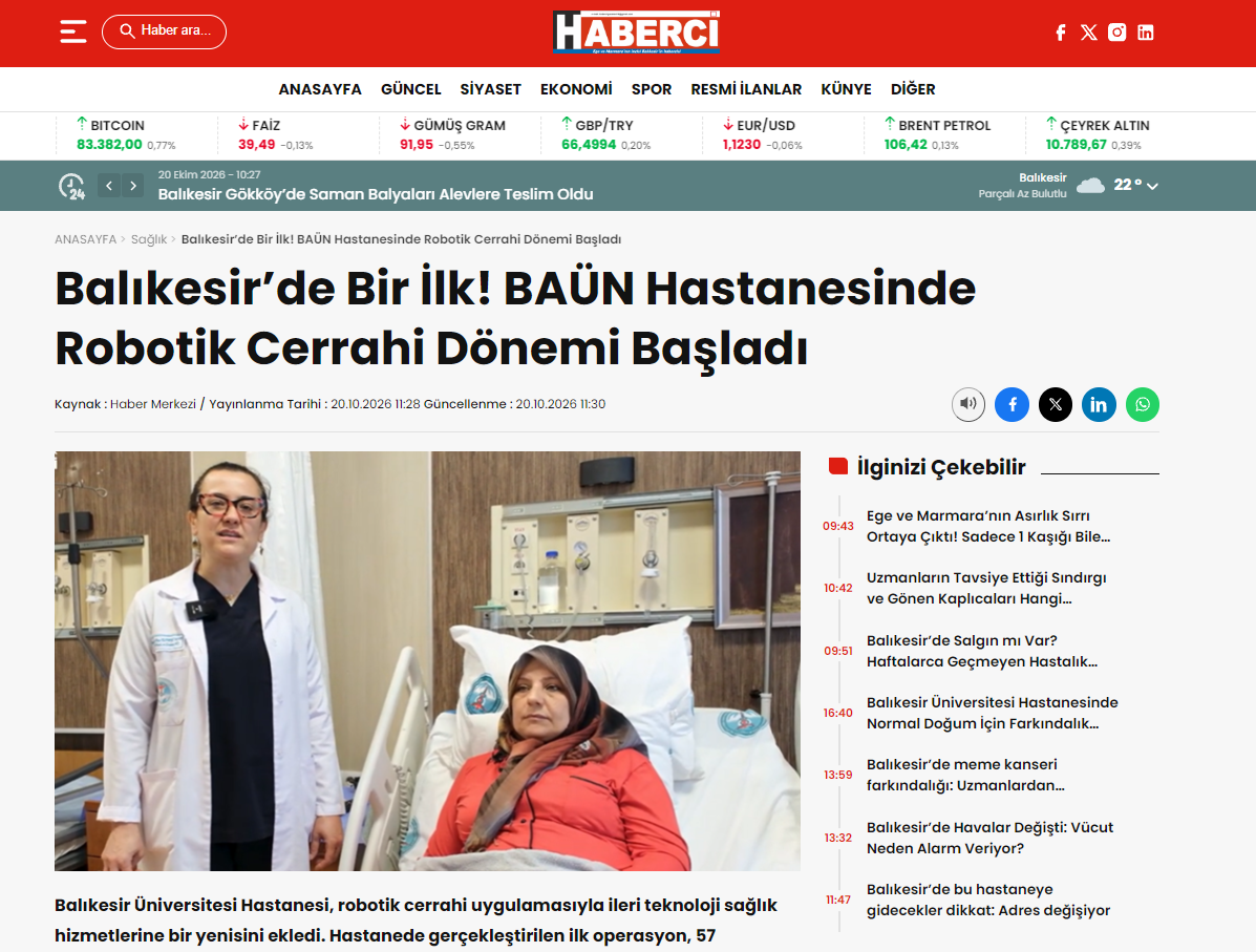 Balıkesir’de Bir İlk! BAÜN Hastanesinde Robotik Cerrahi Dönemi Başladı