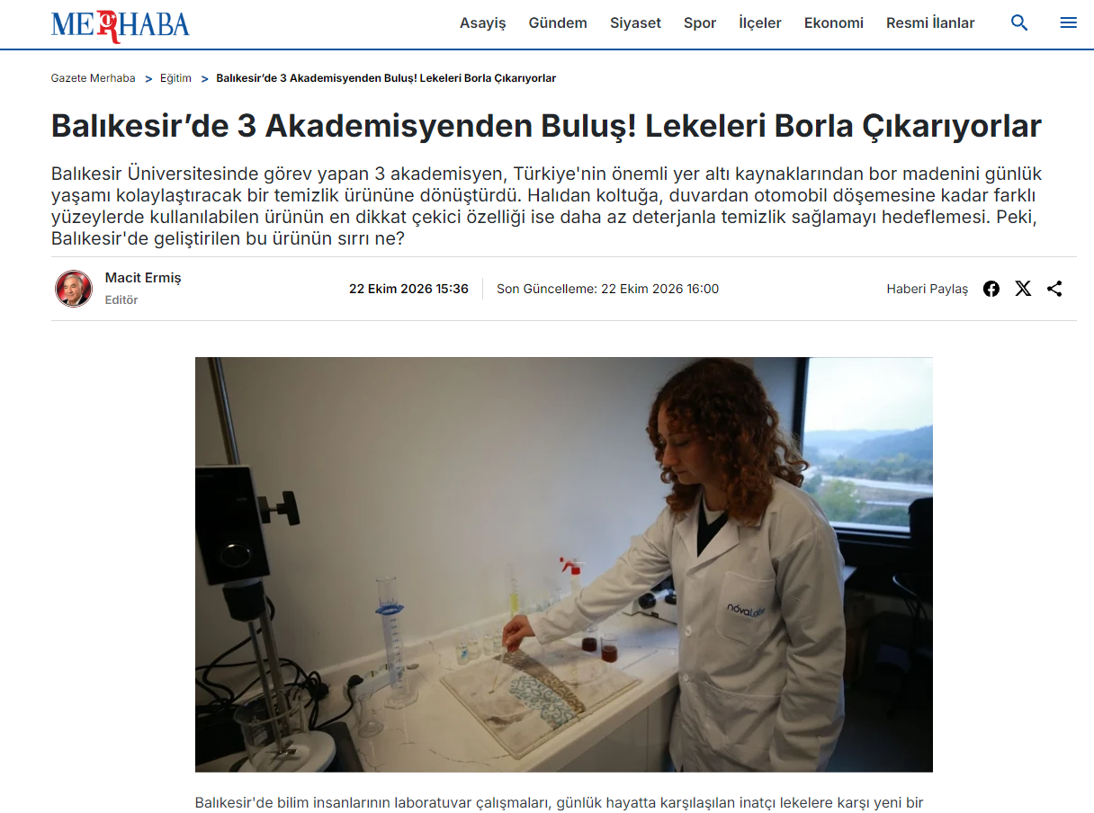 Balıkesir’de 3 Akademisyenden Buluş! Lekeleri Borla Çıkarıyorlar